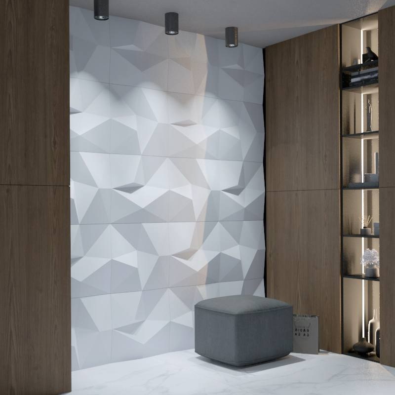 Стеновая панель 3D под покраску Bello Deco СП 16 500×500×50 фото в интерьере